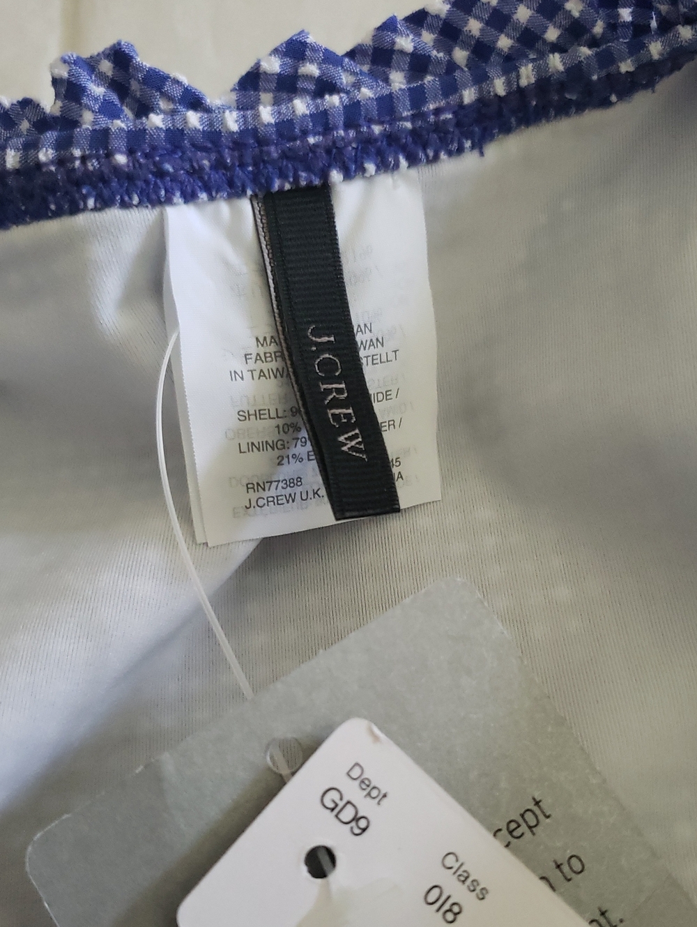 J. Crew NEW Blue Ruffle Halter Gingham One-Piece Swimsuit Women's 14 - Picture 6 of 12